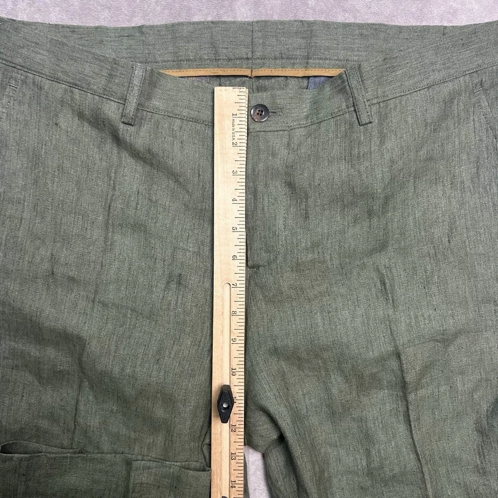 ETRO 52 Milano 100% Linen Twill Dress Pant Green US 36x30 Preppy Classy